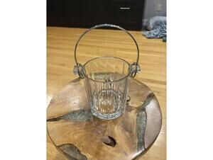 Clear Glass Ice Bucket with Metal Handle